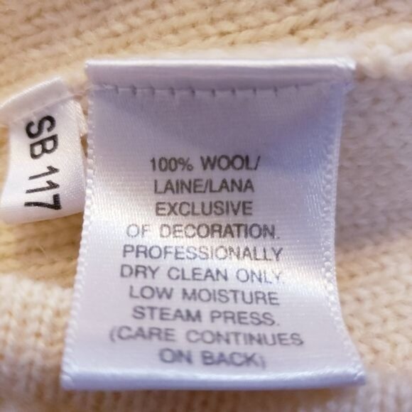 Susan Bristol Vintage Cream Holiday Embroidered Wool Cardigan Womens Size Medium - Picture 8 of 9